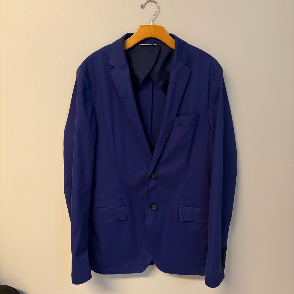 Brooks Brothers Royal Blue Unstructured Blazer Cotton 42L